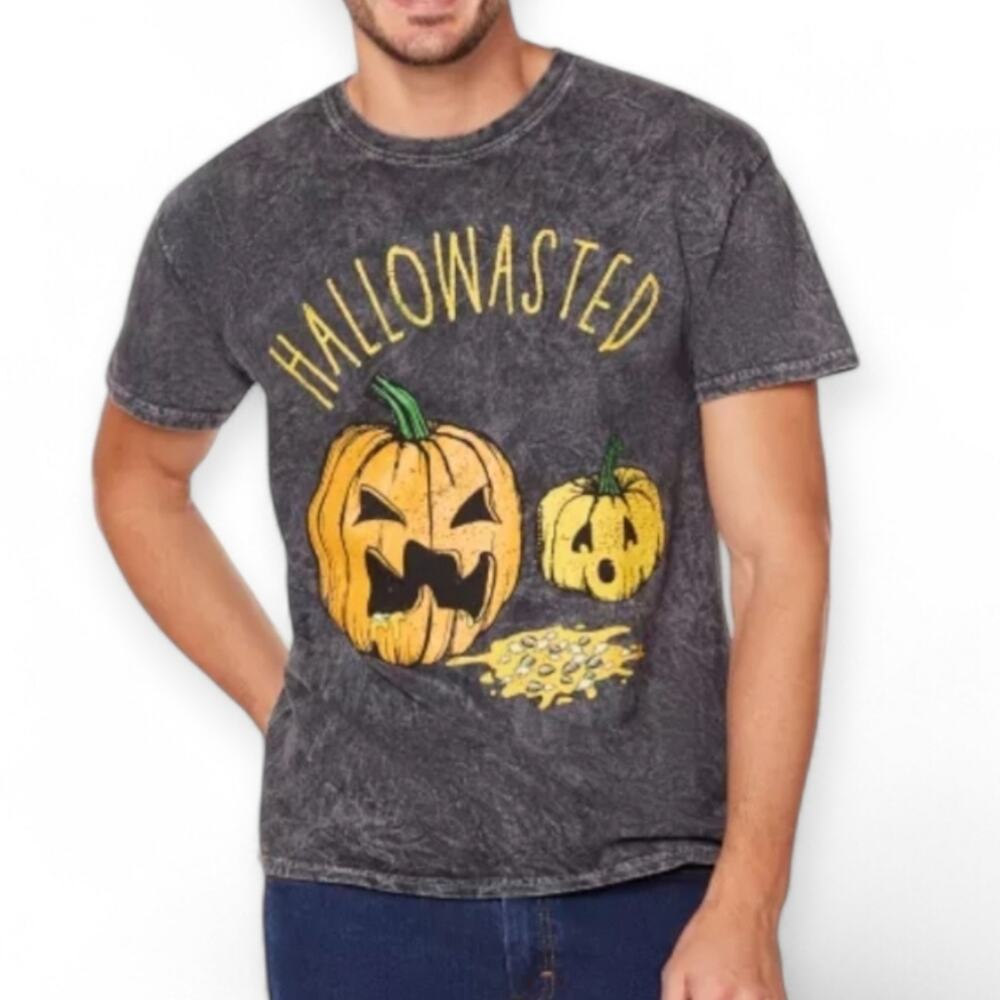 Spirit Halloween Hallowasted Pumpkin Acid Wash T-shirt Medium Unisex